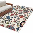 thumbnail image 2 of Boho Floral Area Rug 3x5 FT, Non Slip Entryway Bedside Carpet, Blue Red Flower Vintage Petals Branch Leaf Washable Soft Floor Carpet Indoor Mat Non-Shedding Throw Rugs for Dorm Kitchen Home Office, 2 of 8