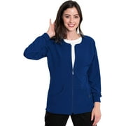 Med Couture Zip Front Warm Up Scrub Jacket for Women