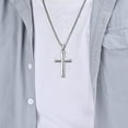 thumbnail image 2 of Men's Sterling Silver Cross Pendant Necklace with Stainless Steel Chain,Fine Jewelry Christian Confirmation Gifts for Men, 2 of 7