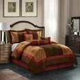 thumbnail image 2 of Nanshing Sibyl 7 Piece Luxury Floral Bedding Comforter Set, Red/Brown, King, 2 of 11