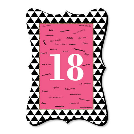 Chic 18th Birthday - Pink, Black and Gold - Unique Alternative Guest Book - Birthday Party Signature