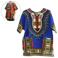 thumbnail image 4 of Camiseta Dashiki africana para hombres y mujeres, manga corta, ropa tribal grande y cómoda de verano, cuello en V, ropa clásica con estampado Floral Talla única Sunnimix Camisa Africana Dashiki, 4 of 7