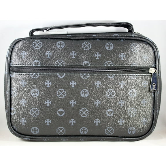 Designer Cross And Heart Bible Cover, Black, Xx-Large