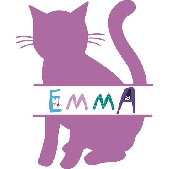 Cat Cats Kitty Silhouette Animal Customized Wall Decal - Custom Vinyl Wall Art - Personalized Name - Baby Girls Boys Kids Bedroom Wall Decal Room Decor Wall Stickers Decoration Size (30x15 inch)