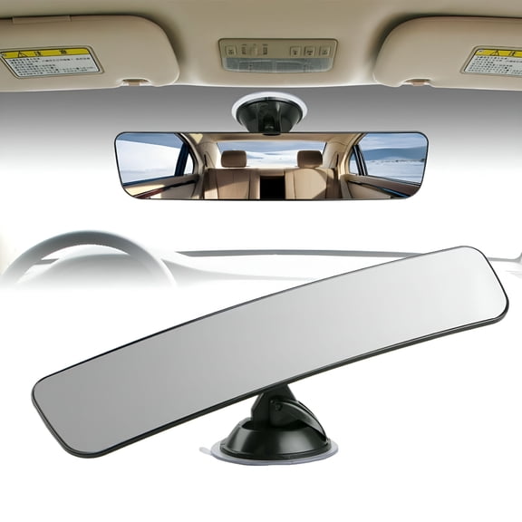 LADYGYM 2026 New Universal 11.5Inch Wide Curve Interior Rear View Mirror for Car Truck,360 Rotatable Rearview Mirror with Mirror Suction Cup