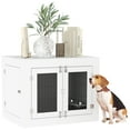 thumbnail image 2 of PawHut Dog Crate Furniture with 360Â° Rotatable Removable Dog Bowls, Two Doors, Non-slip Foot Pads, Dog Kennel Furniture for Medium Dogs, White, 2 of 9
