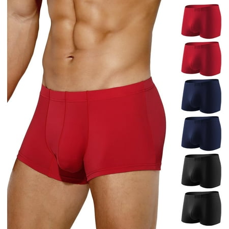 GZhLonKiMa Men s Boxer Briefs  Sexy Silky Breathable Ice Silk Mens Trunks Underwear  Underwear for Men 6 Pack