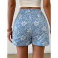 thumbnail image 5 of LWavelet Women's Floral Embroidery High Waisted Shorts Elegant Casual Summer Shorts for Date Daily Outings Blue XL, 5 of 5