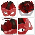 thumbnail image 3 of Unique Bargains 1 Pc Sequined Feathers Party Mask Black Red Plastic Feather, 3 of 5
