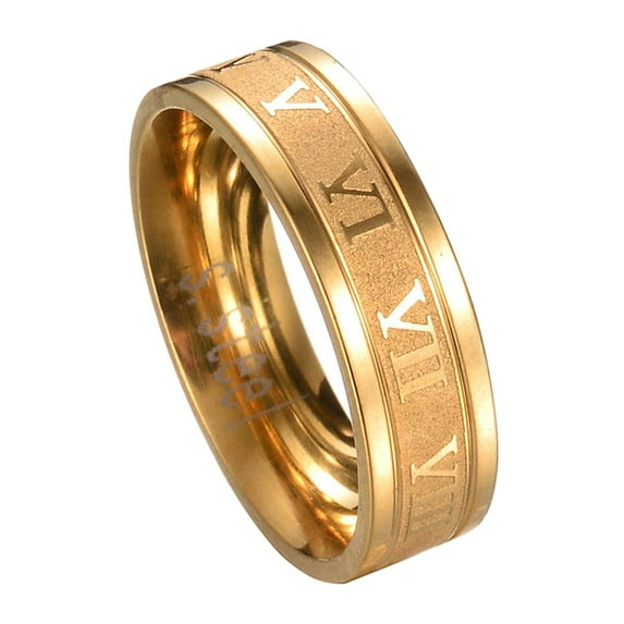 Opolski Punk Ring Creative Unisex Titanium Steel Roman Numerals Ring for Party Gift Daily Life