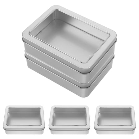 PTOOTP 5pcs Small Metal Tin Boxes with Clear Window Lid for Tea Leaf Storage, , and Portable