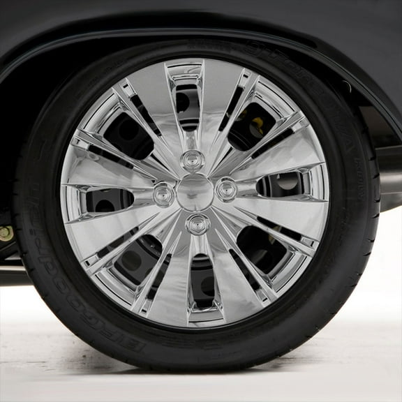 Set of Four 15" Chrome Hubcap Wheel Covers for 2012-2015 Toyota Yaris (Push-on)