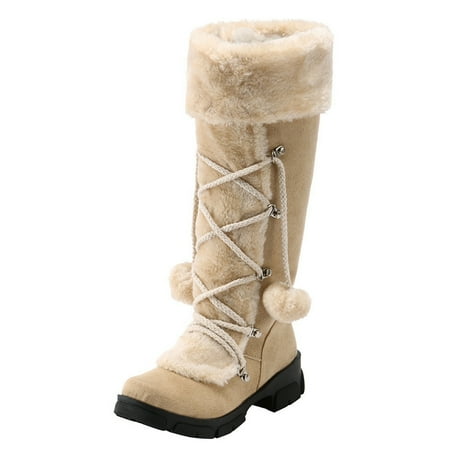 Keep Hairball Booties Warm Women Snow Boots Snow Women Middle Round Women Snow Boots Size 11W Retro High Zipper Toe Rain Snow Boots for Women Wide Width Shoes Heels Women s Boots