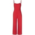 thumbnail image 4 of Gifts Usmixi Jumpsuits for Women Dressy Fashion Slim Back Zipper Lightweight Strap Maxi Jumpsuits Overalls Summer Square Neck Sleeveless Solid Long Formal Rompers Wine xl, 4 of 4
