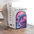 thumbnail image 6 of Susaid Hawaiian Beach Dolphin Print Wooden Bookends Decorative Book Ends for Shelves Heavy Books Holder Organizer Non-Slip Desk Book End for Kids Room Office School 1 Pairs, 6 of 8