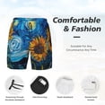thumbnail image 2 of Kdxio Starry Night Sunflower Field Print Men's Swim Trunks with Compression Liner 7 Inch Inseam Quick Dry Swim Shorts, 2 of 5