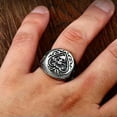 thumbnail image 5 of K-KED Gothic Spade Rose Skull Ring Stainless Steel Men's Lucky Signet Ring Biker Punk-13, 5 of 6