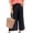 #01Black, variant on Women' s Culottes Linen Blend Wide Leg Pants Elastic Waist Casual Palazzo Trousers with Pockets Capris Blue M