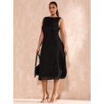 thumbnail image 3 of Black Plus Size Sleeveless Mid-Length A-Line Bodycon Dress With Ruched Detail, 3 of 6