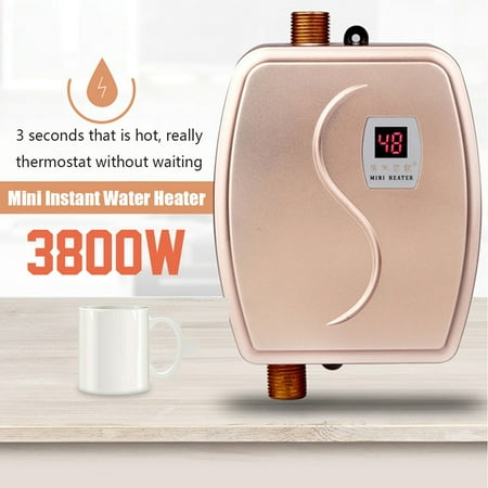 Water Heater Flushing Tool 3800W Electric Mini Instant Tankless Water Heater Constant Temperature for Kitchen Washing Faucet Bathroom Shower Heating Tool 6.6 x 5.3 x 2.4