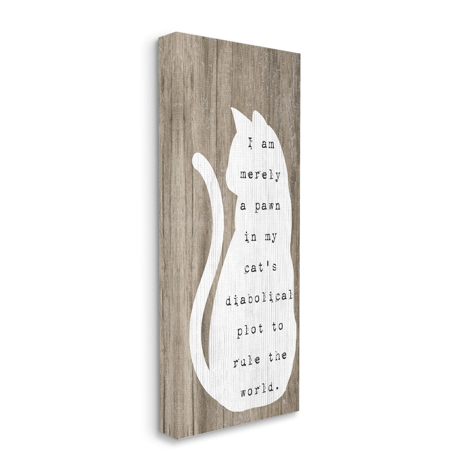 Stupell Industries Humorous Cat Quote Grainy Pattern Sitting Silhouette Graphic Art Gallery Wrapped Canvas Print Wall Art, Design by Daphne Polselli