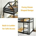 thumbnail image 6 of Bellemave Twin over Twin Rubber Wood Floor Bunk Bed House-shaped Bunk Bed Loft Bed with Roof Low Bunk Bed with Ladder and Guardrails for Teens (Black, Twin over Twin), 6 of 11