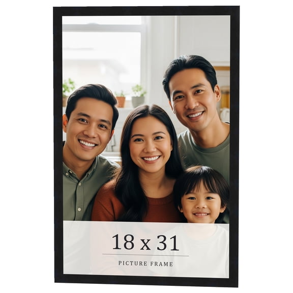 18x31 Frame Black Real Wood Picture Frame Width 0.75 inches | Interior Frame Depth 0.5 inches |