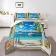 thumbnail image 1 of Erosebridal Ensemble de Literie Feuilles Tropicales Simple, Couette Plage Mer, Décoration de Chambre d'Ado, Réversible, Léger, 2 Pcs, 1 of 8