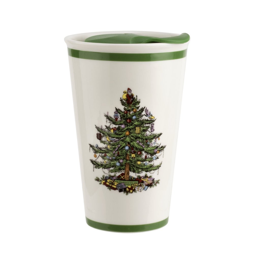 Spode Christmas Tree Travel Mug with Lid 8 Ounce