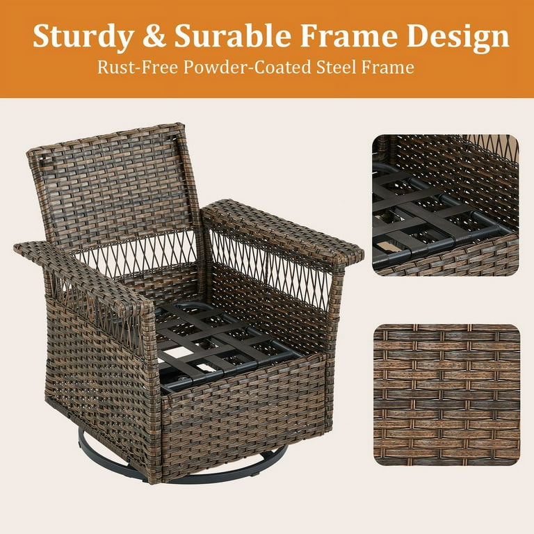 PARKWELL 4 Piece Outdoor Patio Swivel Gliders with Ottoman 360 Degree Rocking Rattan Wicker Furniture Set Navy Walmart