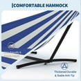 thumbnail image 4 of Support en Acier Robuste et Peu Encombrant, Portable, Hamac Double pour 2 Personnes, Capacité de 450 Lb, Confortable et Durable, pour Terrasse Extérieure Intérieure, Sac de Transport, Rayures Bleues et Blanches, 4 of 7