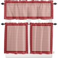 thumbnail image 2 of Valentines Pink Plaid 3 PCS Kitchen Curtain Valance and Tiers Set,Rod Pocket Small Half Tier Valances Window Curtains Panel,Red Valentines Day Holiday Spring Leaves 55"x24" (Set of 2 Tiers & Valance), 2 of 5