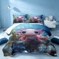 thumbnail image 2 of Erosebridal Marine Axolotl Twin Quilt Set, Marine Wildlife Twin Coverlet Set, Stars Reversible 2pcs, 1 Bedspread and 1 Pillowcase, 2 of 7
