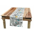 thumbnail image 1 of Floral Table Runner, Paint Blots and Exotic Leaves Flower Drawings, Dining Room Kitchen Rectangular Runner, 3 Sizes, by Ambesonne, 1 of 2