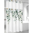 thumbnail image 4 of Spring Floral No Hook Shower Curtain Waterproof, Bathroom Curtains with Snap in Liners and See Through Top Window, Eucalyptus Leaves Watercolor Pastoral Hotel Style Bathtub Curtains Shower 36"Wx72"L, 4 of 8