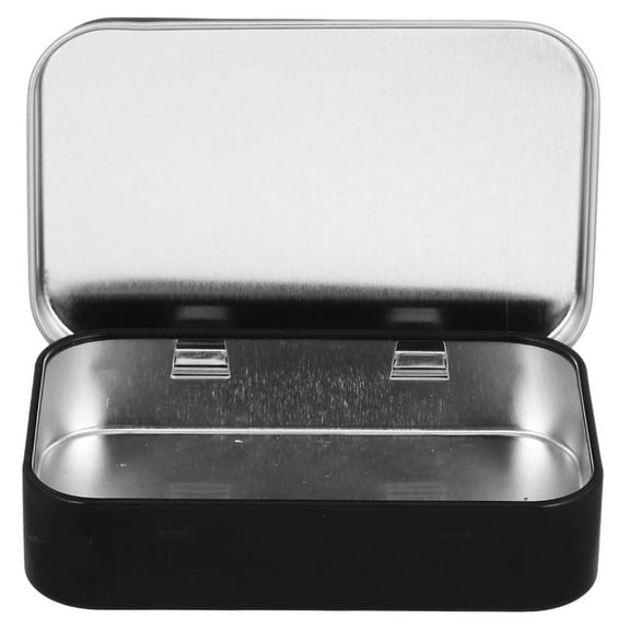 HEMOTON Hinged Tinplate Storage Box with Lid for Small Items Silver Color