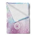 thumbnail image 2 of Pastel Soft Flannel Fleece Blanket, Whimsical Fantasy Pattern with Ring Shapes Dots Random Circles Dreamlike, Cozy Plush for Indoor and Outdoor Use, 60" x 80", Pale Pink Aqua White, by Ambesonne, 2 of 5