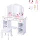 thumbnail image 1 of Set de tocador para niños con espejo y cajón, mesa y silla de maquillaje con juego de madera, perfecto para niñas de 3 a 9 años, color blanco, 1 of 4