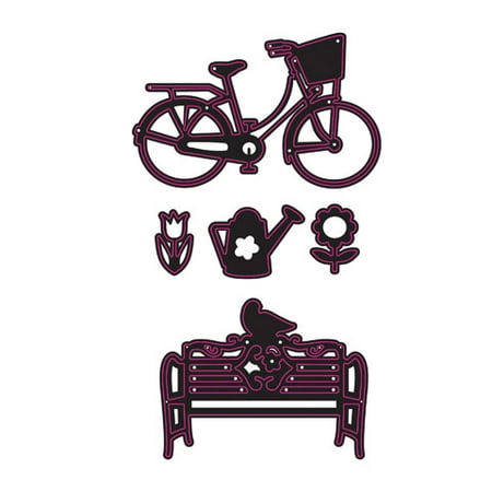 Die Cut Shape Set - Die Cut Bench Bike Flower 5Pc