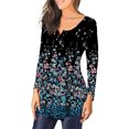 thumbnail image 3 of Camisa de mujer Poliéster Primavera Cuello en V Blusa con estampado de flores Fiesta interior al aire libre Viajar Compras Camisas de oficina Prendas para la parte del cuerpo flores negras METRO Jumpingount  AP003428-42, 3 of 6