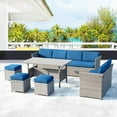 thumbnail image 3 of Eclife 7 Pieces Wicker Rattan 9 - Person Sofa Seating Group with Cushions Outdoor with 3 Loveseat Ottoman and Dinning Table, 3 of 8