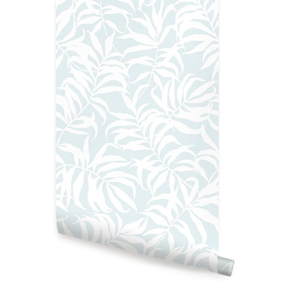 Tropical Palm Leaves Solid Peel and Stick Vinyl Wallpaper