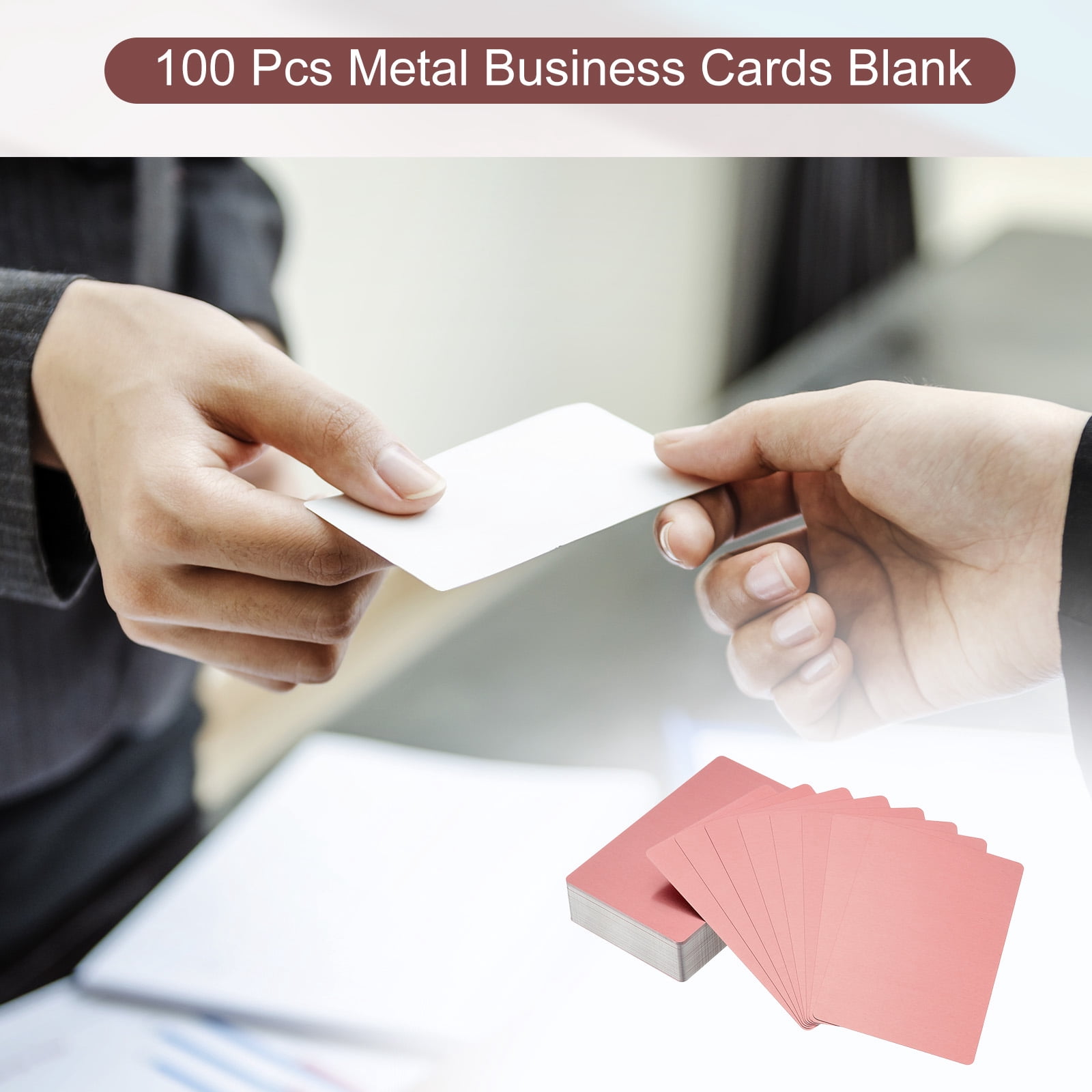 Unique Bargains Metal DIY Business Cards Blank Aluminum Laser Engrave Printable Name Card Rose Gold