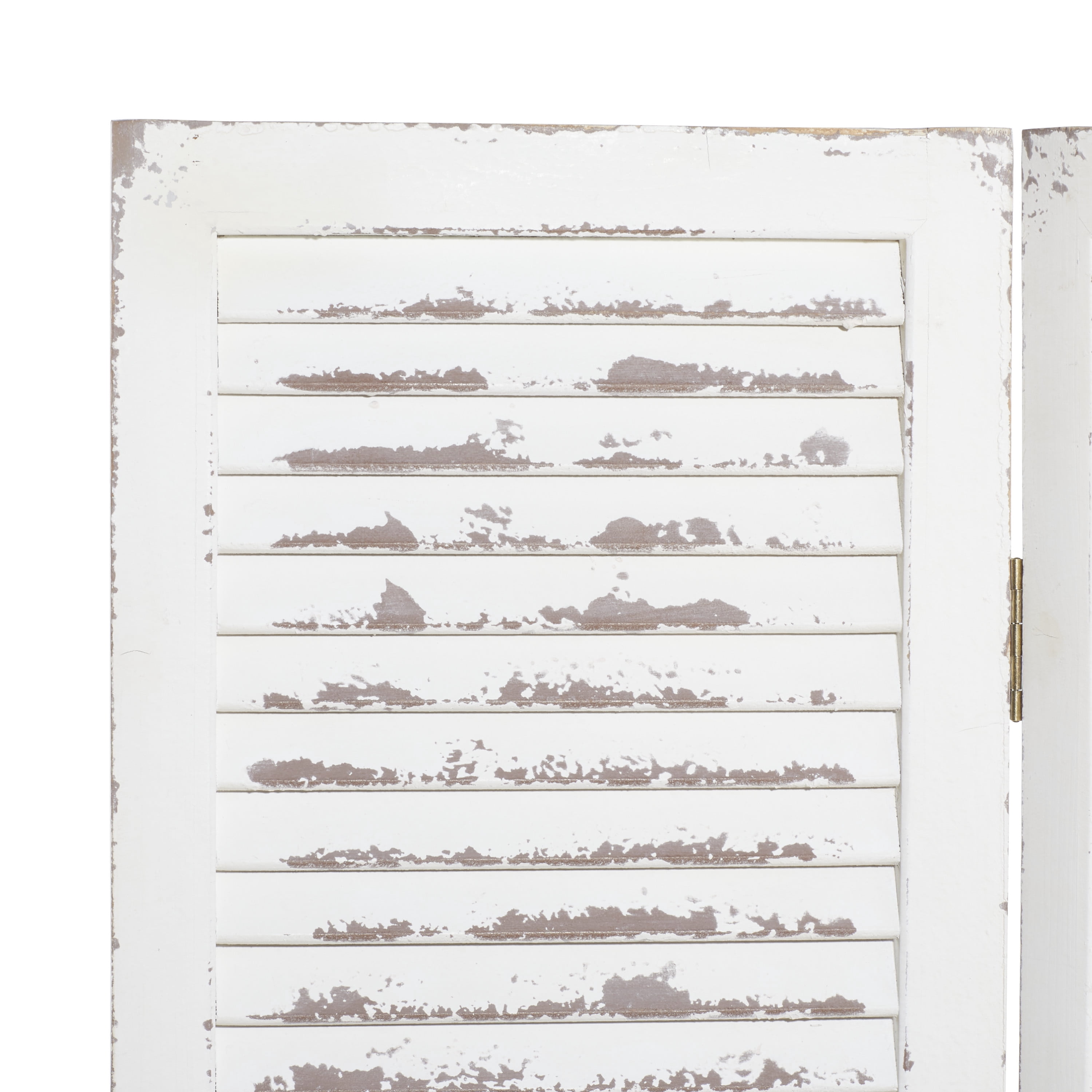 DecMode 48" x 71" Cream Wood Hinged Foldable Partition 3 Panel Room Divider Screen with Horizontal Slats, 1-Piece