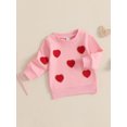 thumbnail image 4 of Elippeo Baby Girl Valentines Sweatshirt Heart Embroidery Long Sleeve Pullovers Autumn Tops for Toddler Cute Clothes Outfit 6 12 18 24 Months 3 Years, 4 of 9