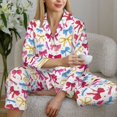 thumbnail image 6 of Vsdgher Colorful bows Pajamas Set Long Sleeve Sleepwear Womens Button Down Nightwear Pj Sets-X-Large, 6 of 7