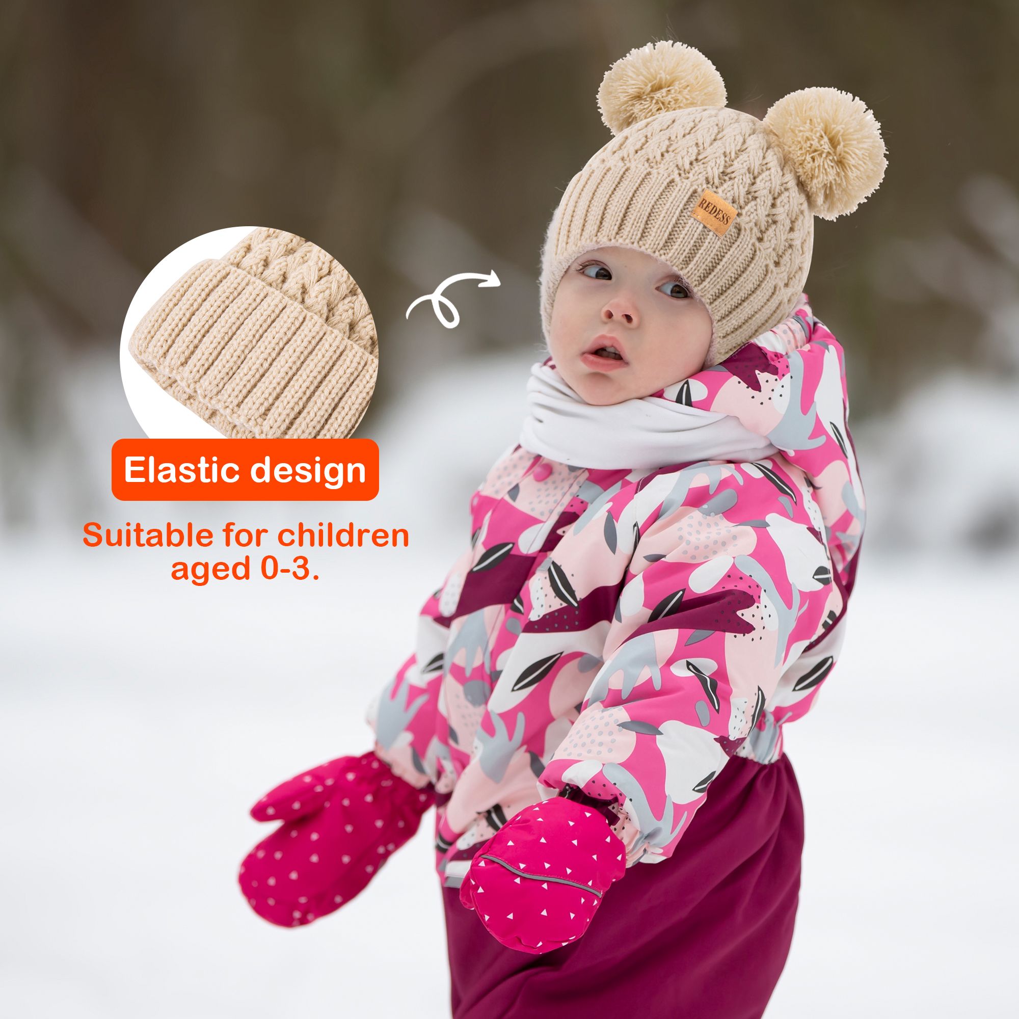 REDESS Toddler Winter Pom Pom Beanie, 2-Pack photo 6