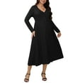 thumbnail image 2 of INSPIRE CHIC Womens Maternity Dresses Button Pleated Knit  Long Sleeve Photoshoot Pregnancy Maxi Dress M Black, 2 of 6