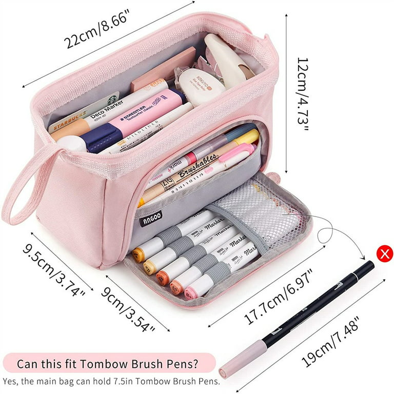 Big Capacity Pencil Case High Large Storage Pouch Marker Pen Case Travel  Simple Stationery Bag School College Office Organizer for Teens Girls  Adults Student, Pink 