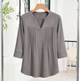 thumbnail image 7 of ClodeEU Women's Summer V Neck 3/4 Sleeve Pullover Top with Pleated, Casual T-Shirt Blouse Gray,Womens Plus XXL, 7 of 7